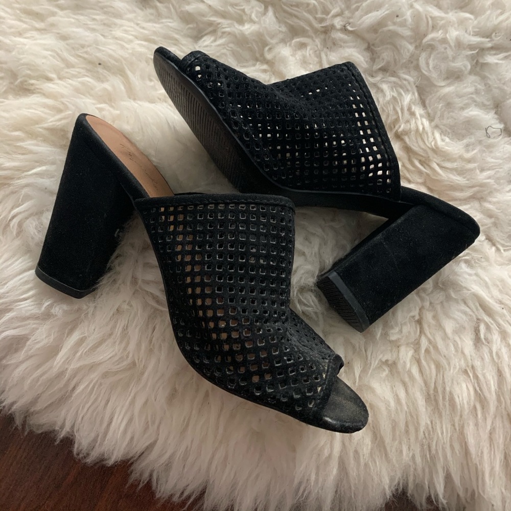 Black Heeled Mules